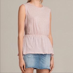 All Saints Waisty Pink Marl sleeveless tee top